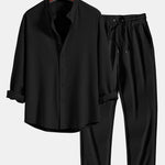 Ensemble Capucine — chemise côtelée à col officier et manches longues coupe ajustée & pantalon côtelé