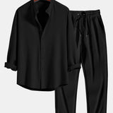 Ensemble Capucine — chemise côtelée à col officier et manches longues coupe ajustée & pantalon côtelé
