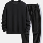 Ensemble — sweat basique à col rond coupe décontractée & pantalon de jogging