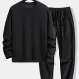 Ensemble — sweat basique à col rond coupe décontractée & pantalon de jogging