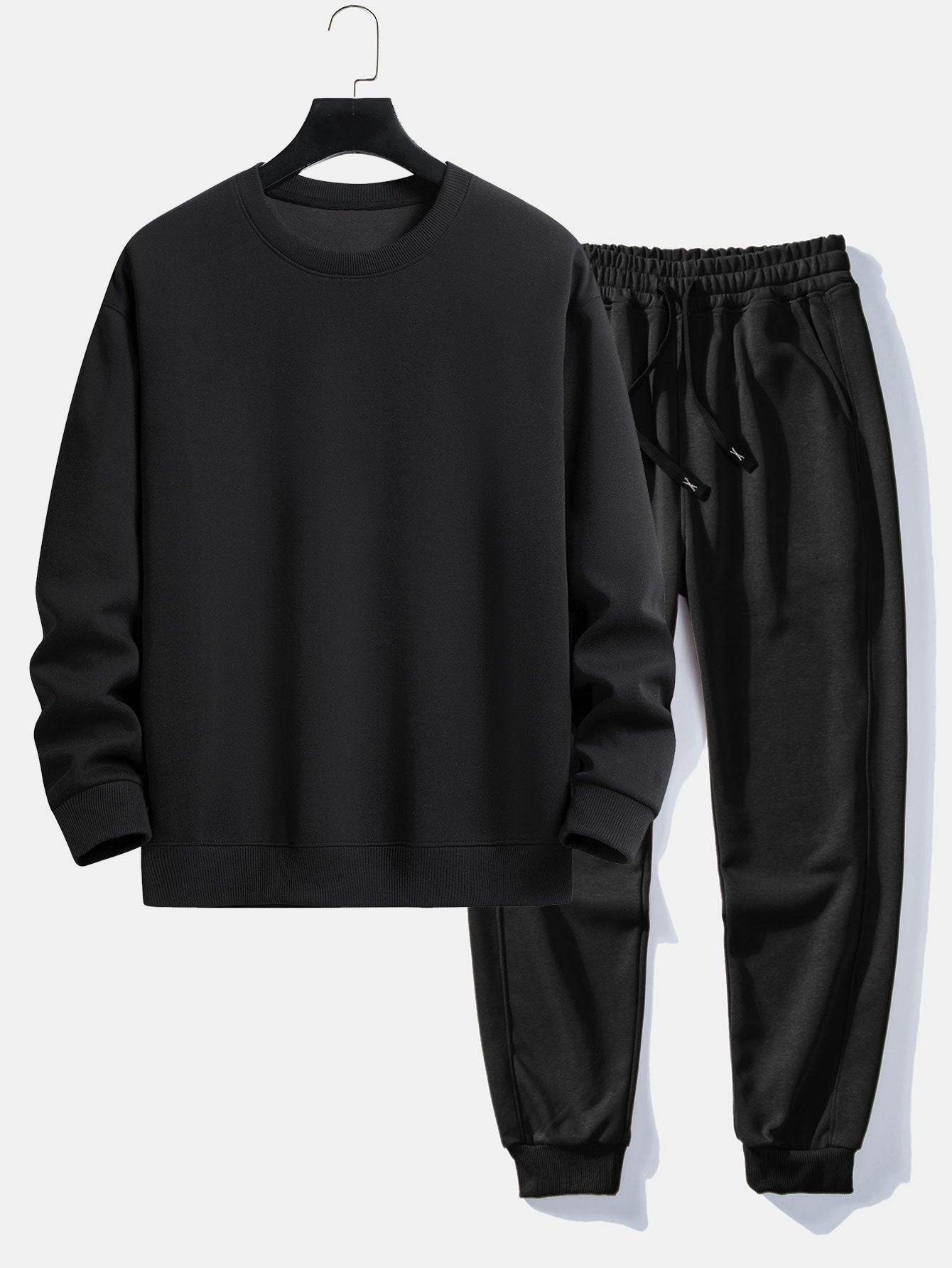 Ensemble — sweat basique à col rond coupe décontractée & pantalon de jogging
