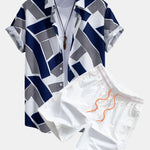 Ensemble Apolline — chemise à imprimé géométrique color block & short de bain