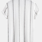 Ensemble — chemise jacquard rayée géométrique & pantalon texturé froissé
