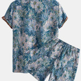 Ensemble — chemise cubaine jacquard à fleurs peintes & short