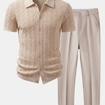 Ensemble — chemise en maille jacquard torsadé & pantalon fuselé coupe slim