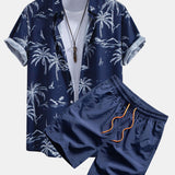 Ensemble — chemise à imprimé palmiers tropical & short de bain à cordon