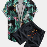 Ensemble Améline — chemise à imprimé fleurs tropicales & short de bain