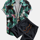 Ensemble Améline — chemise à imprimé fleurs tropicales & short de bain