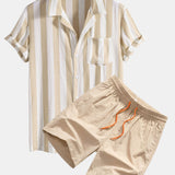 Ensemble Améline — chemise rayée à col cubain & short de bain