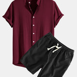 Ensemble — chemise en lin et viscose & short à cordon en lin et coton