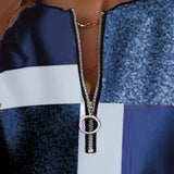 Sandrine | Pull zippé à motif géométrique