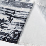 Ensemble — chemise à imprimé paysage à l'encre & short de bain mi-long à cordon