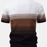 Ensemble — polo en maille rayée dégradée & pantalon fuselé coupe slim