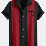 Chemise bowling patchwork en lin à imprimé étoiles mid-century