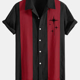Chemise bowling patchwork en lin à imprimé étoiles mid-century