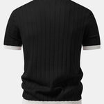 Ensemble — polo rayé à col Johnny et bordure contrastante & pantalon fuselé