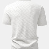 Ensemble — chemise en maille ajourée zigzag & pantalon en lin à jambe droite