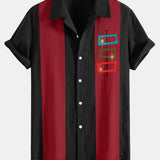 Chemise bowling patchwork en lin à imprimé atomique