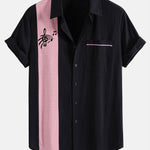 Chemise boutonnée en lin contrastant à imprimé notes de musique