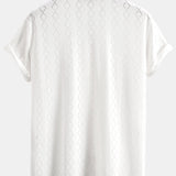 Ensemble — chemise cubaine texturée à losanges coupe ajustée & pantalon en lin à jambe droite