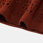 Ensemble — polo crocheté à col V & pantalon texturé froissé à jambe droite
