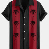 Chemise bowling patchwork en lin à imprimé palmiers