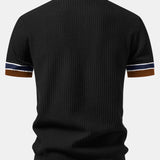 Ensemble — polo en maille gaufrée à bordure rayée contrastante & pantalon fuselé coupe slim