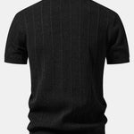 Ensemble — polo en maille ajourée de lin rayé & pantalon en lin à jambe droite