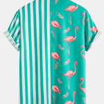 Ensemble — chemise à empiècements rayés et flamants roses & short de bain