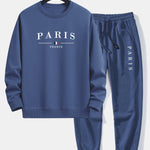 Ensemble — sweat à col rond coupe décontractée à imprimé Paris & pantalon de jogging