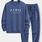 Ensemble — sweat à col rond coupe décontractée à imprimé Paris & pantalon de jogging