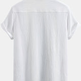 Ensemble — chemise cubaine texturée contrastante & pantalon à jambe droite