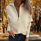 Bertille | Pull en maille côtelée à demi-zip