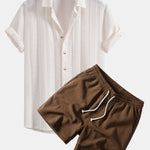 Ensemble — chemise jacquard géométrique & short texturé froissé à cordon