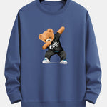 Ensemble — sweat à col rond coupe décontractée à imprimé ours & pantalon de jogging