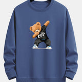 Ensemble — sweat à col rond coupe décontractée à imprimé ours & pantalon de jogging