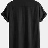 Chemise boutonnée en lin contrastant à imprimé poker