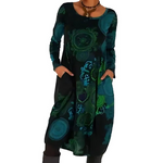 Bernadette | Robe midi imprimée à manches longues et poches