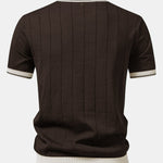 Ensemble — polo côtelé en maille à col Johnny et bordure contrastante & pantalon fuselé