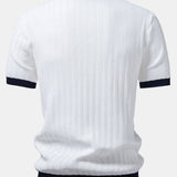 Ensemble — polo en maille texturée contrastante à col Johnny & pantalon à taille élastique