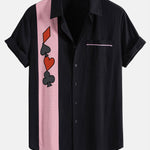 Chemise boutonnée en lin contrastant à imprimé poker