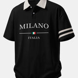 Ensemble — polo à imprimé Milano et col contrastant & short en coton à cordon