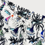 Ensemble — chemise en lin et viscose & short de bain à imprimé palmiers et voiliers