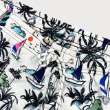 Ensemble — chemise en lin et viscose & short de bain à imprimé palmiers et voiliers
