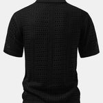 Ensemble — polo crocheté à col V & pantalon texturé froissé à jambe droite