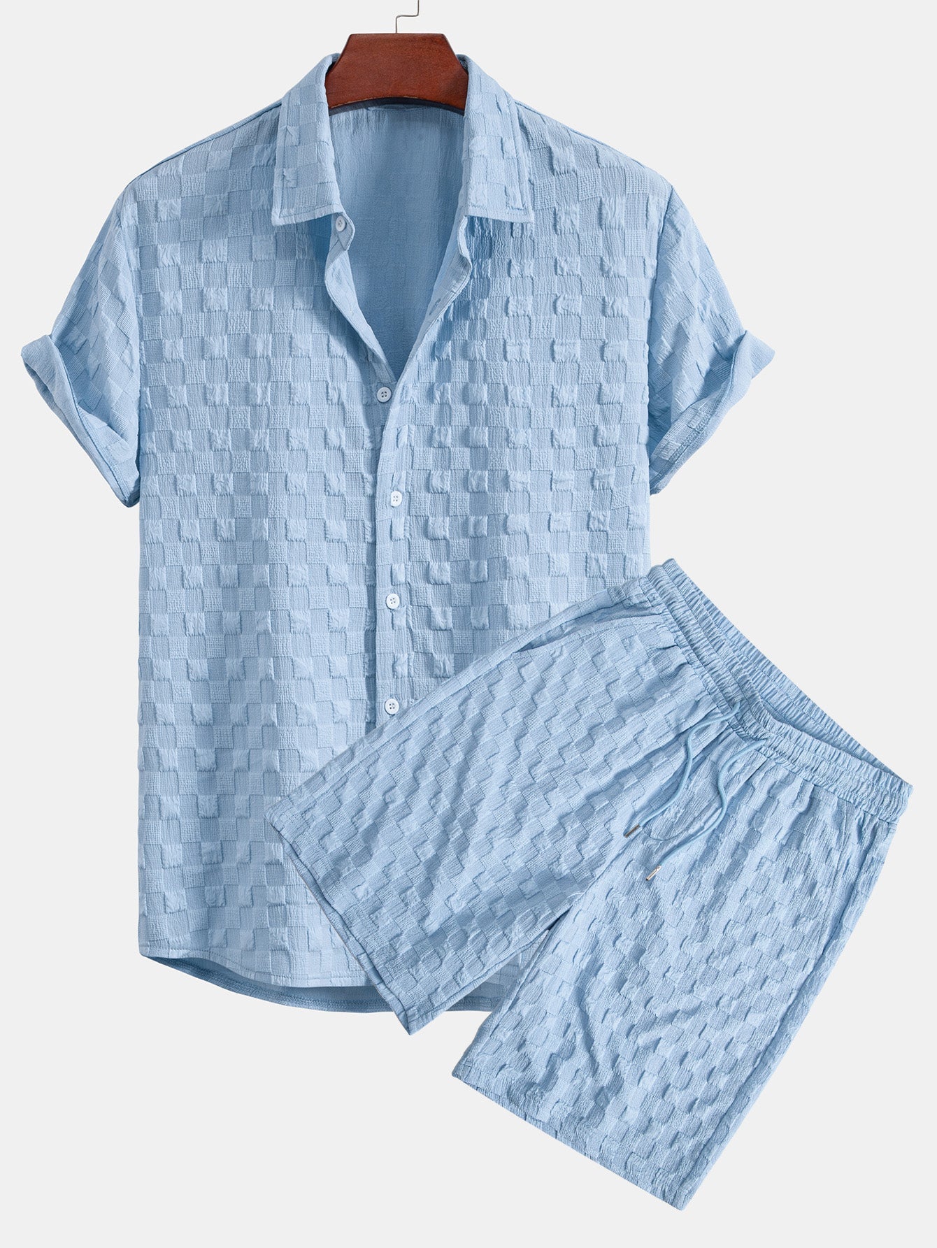 Ensemble — chemise jacquard à damier & short à cordon