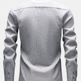 Chemise boutonnée en lin rayé à manches longues
