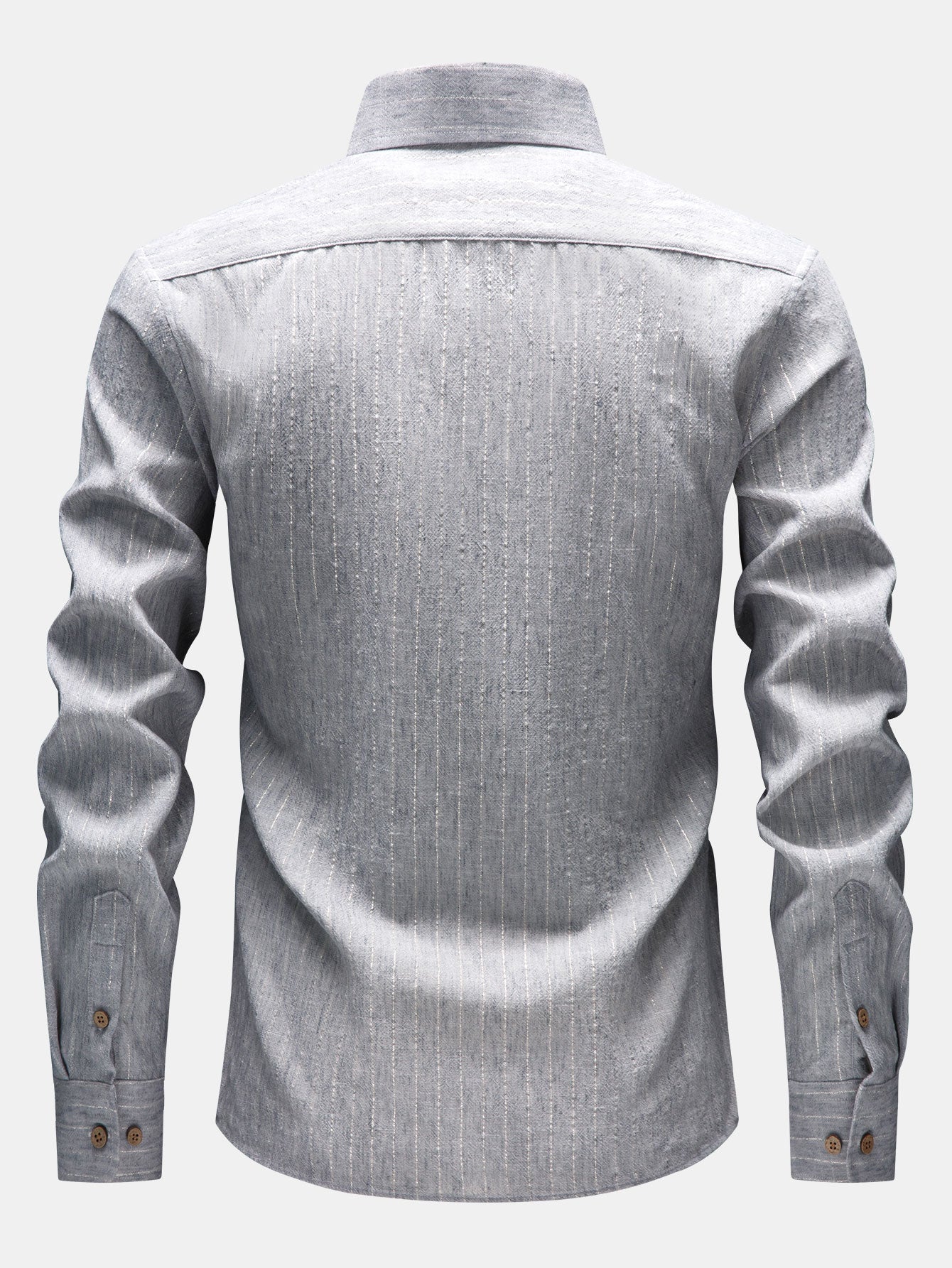 Chemise boutonnée en lin rayé à manches longues