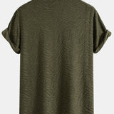 Ensemble — chemise cubaine en éponge à texture animale & pantalon en lin à jambe droite