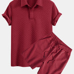 Ensemble — polo jacquard géométrique & short jacquard géométrique